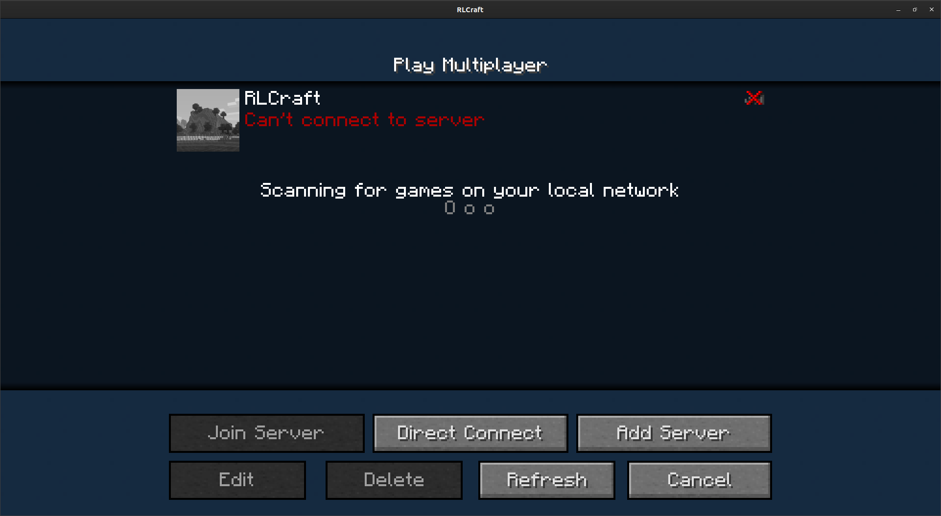 Minecraft server lists showing the server offline